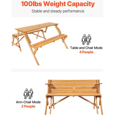 Table de pique-nique interchangeable 2 en 1 transformable (1/5)