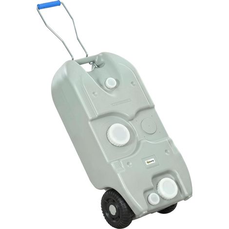 Réservoir d'eau portable de 40 L avec roulettes, poignée et robinet en métal pour caravanes, camping-cars et camping, 37 x 23 x 80 cm, gris (1/5)