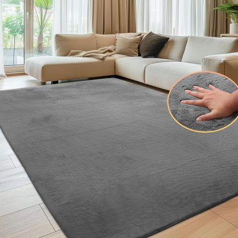Sour Lemon Tapis de salon doux, lisse en fourrure de lapin, antidérapant, pour décoration de chambre à coucher, 200 x 300 cm (1/5)