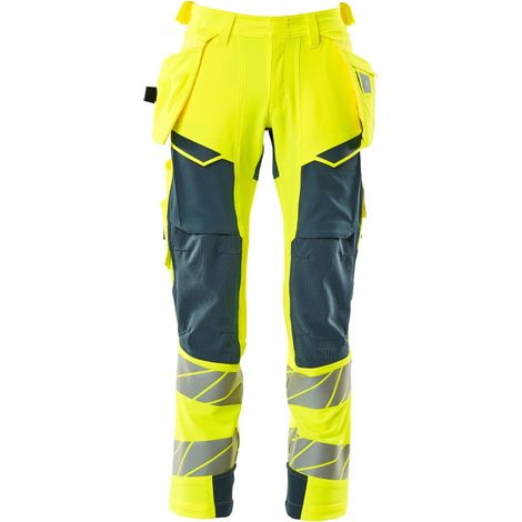 Mascot Warn-Stretchhose mit Hängetaschen 19031-711 Gr. 68 hi-vis gelb/dunkelpetroleum (1/4)