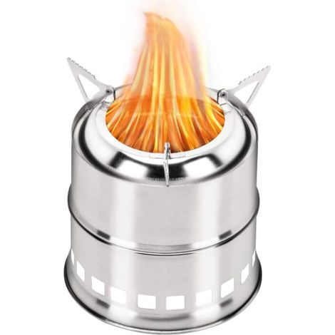 Réchaud de Camping,T-Audace Poêle à Alcool au feu de Bois Pliable Petit Poêle Portable en Acier Inoxydable pour Randonnée en Plein Air Randonnée Voyager Pique-Nique Barbecue (1/5)