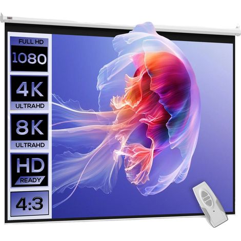 Motorisierte Projektionsleinwand, 4:3 Bildverhältnis, 4K Ultra HD Qualität, 84 Zoll (1/2)
