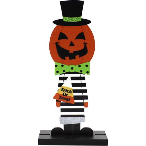 Halloween Kürbismann Hexenhaus Tischdekoration Holzschnitzereien (1/4)