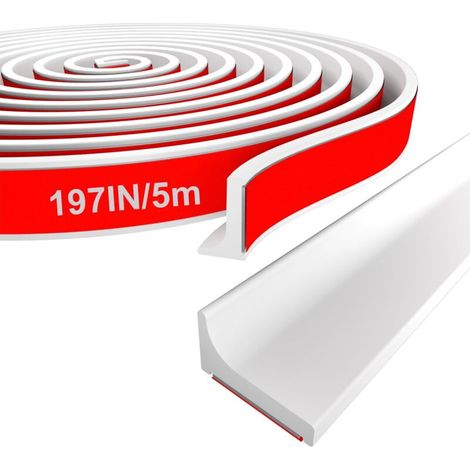 [JAMAIS UTILISÉ] Seuil de douche pliable, barrière de douche et système de rétention, bande en silicone étanche pour salle de bain (blanc, 5 m)