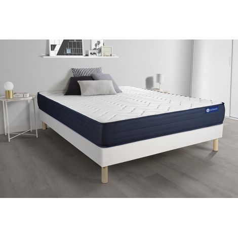 Ensemble matelas ACTILATEX LIFE 160x200 Latex et Mémoire de forme 5zones de confort + sommier KIT blanc (1/5)