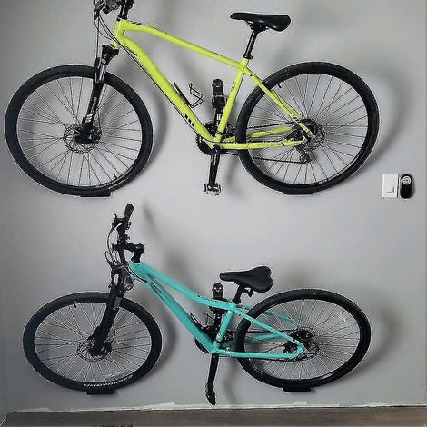 Lot de 3 supports muraux pour vélos de route et VTT en acier, avec crochets de suspension, cadenas robustes et accessoires de stationnement. (1/5)