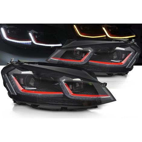 Paire de feux phares VW Golf 7 de 2013 a 2017 FULL LED DRL Dyn Rouge-42610082
