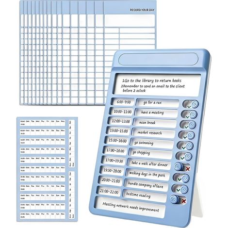 1 Pcs Tableaux de Tâches à Faire pour Enfants, Liste de Choses à Faire avec 15 Feuilles de Papier Vierge, Memo Plastic Board pour Tableau to Do List Planning Tache Menagere Famille(Bleu) (1/5)