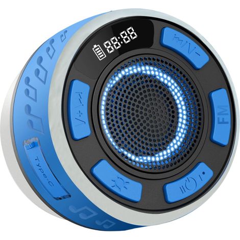 Enceinte Bluetooth Étanche IPX7 - Avec Ventouse Détachable - Lumière LED RGB - Pour Douche Extérieur Piscine Kayak - 98 x 92 x 51 mm - 10 Heures Autonomie (1/5)