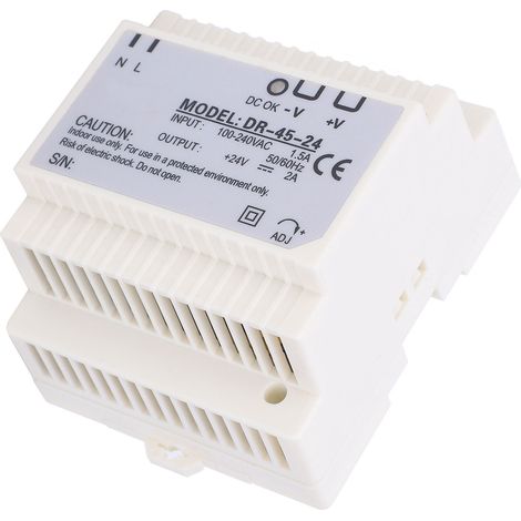 BERM 45W 24V Schaltnetzteil, Einzelausgang, DIN-Schienenspannung 100–240 V AC, DR-45-24 (1/5)