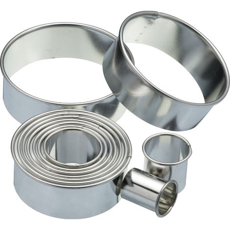 KitchenCraft Cortadores para Galletas, Molde para Tartas, Metal, 11 Piezas