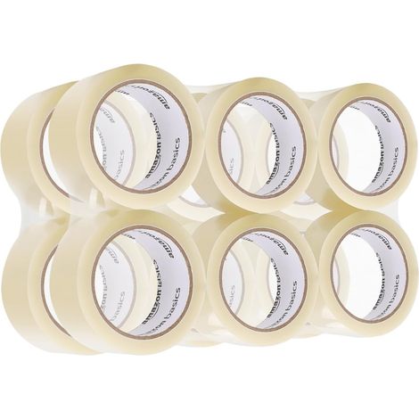 Lot de 12 rouleaux de ruban adhésif pour emballage, 50 mm x 55 m, 0.07 mm d’épaisseur, transparent (1/5)