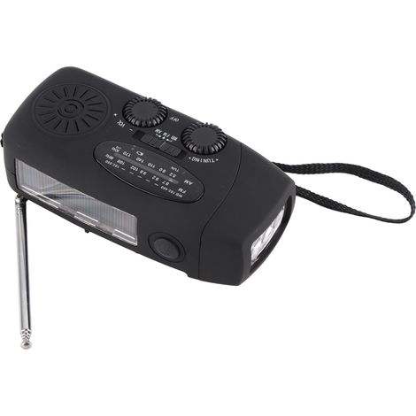 CE-, FCC- und RoHS-zertifiziertes Kurbelradio, multifunktionale Solar-Notleuchte mit integriertem Akku, schwarz, US-Version (1/5)