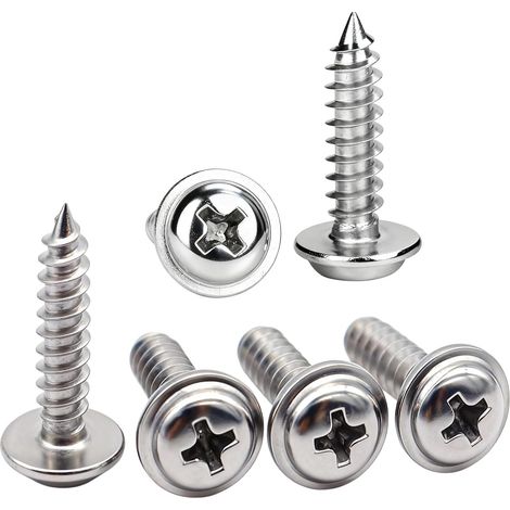 20 Pièces Vis à Bois en Acier Inoxydable M5x30mm, Vis Autotaraudeuses à Tête Ronde Cruciformes avec Rondelles Filetage Complet pour Bois Meubles,Métal (1/5)