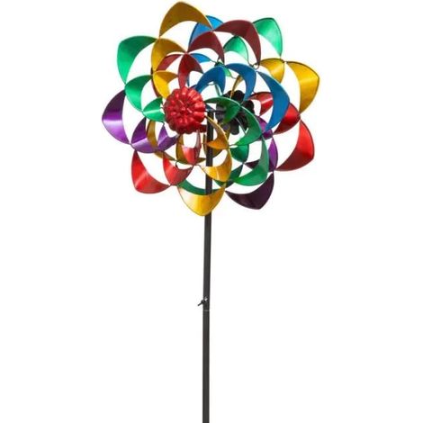 Elemento decorativo de jardín giro rainbow flower doble rotores 122 cm (1/2)