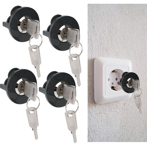 Verrou de Prise, Verrou de contact pour prise électrique de sécurité, Avec 4 x Clés Incluses pour Prise EU Standard, Sécurité de Prise, Protection Contre le Vol d'Énergie (EU)