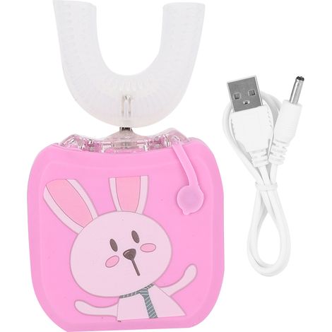 Brosse à dents électrique sonique en forme de U pour enfants - Rose lapin, élimination de la plaque dentaire (1/5)