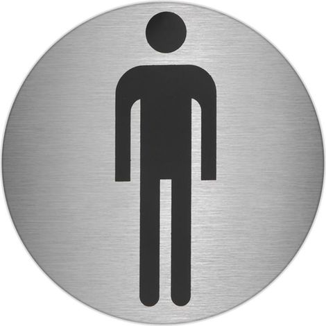 Klebeplatte Badezimmer "Mann" Edelstahl Ø 7 cm. (1/3)