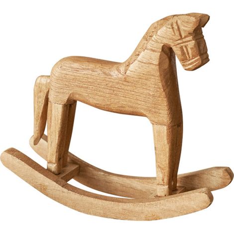 Rocking Horse - Wooden Table Decoration - Vintage Style Home Ornament - 19 x 16 x 6.5 cm - 1 Piece (1/5)