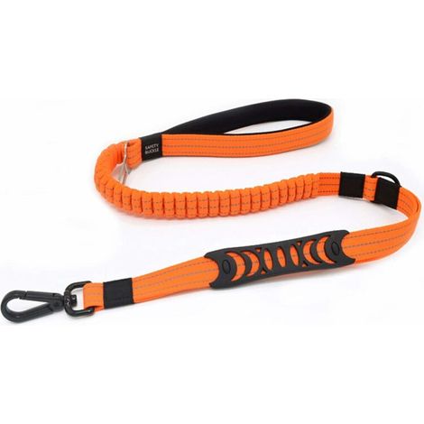 VURAHOME -Laisse pour Chien Anti Traction Laisse de Sécurité pour Voiture Petite Moyenne Grande Nylon Réfléchissant Solide (110CM Orange) (1/5)