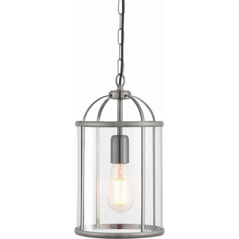Endon Lambeth - Luminaire suspendu à 1 ampoule en verre transparent, nickel satiné, E27 (1/5)