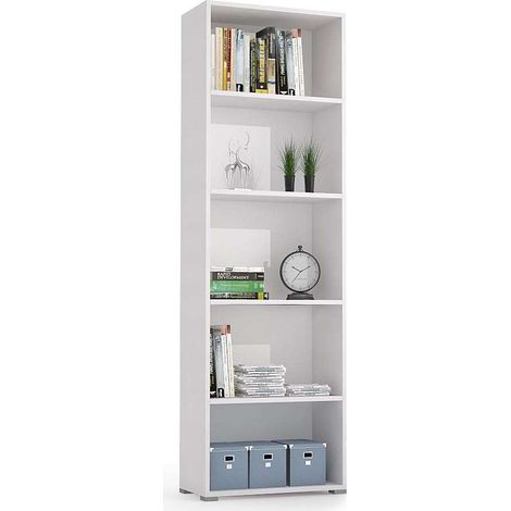 Libreria Compatta Con Cinque Ripiani Regolabili bianco (1/5)