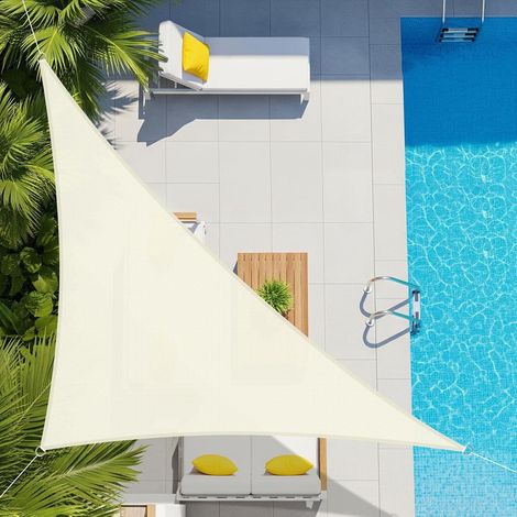 Voile d'ombrage Imperméable Triangulaire 3.6x3.6x3.6m Toile Ombrage UV Protection pour Terrasse Extérieur Jardin -Beige (1/5)