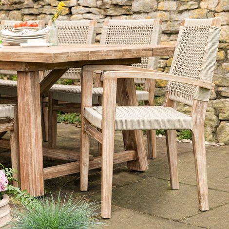 2 x Garden Trading Chilford Wooden Carver Dining Chairs Indoor Outdoor