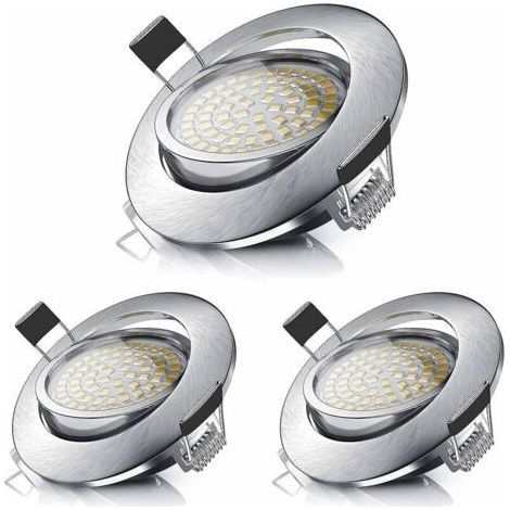 Spot encastrable LED, plafonnier encastrable 5W équivalent à une lampe halogène 50W, blanc chaud 3000K 470LM, spot orientable IP44 pour salle de bain, salon, couloir (3 pièces) [Classe énergétique A+ (1/5)