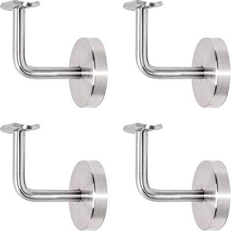 CCYKXAA 4 supports de main courante au mur -Support de main courante - Support mural - Fixation à 3 trous - Avec rosace de recouvrement de 60 mm de diamètre - Pour tube rond en acier inoxydable (1/5)