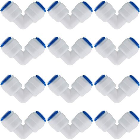 12 Pcs Accessoires De Filtre à Eau RO Raccord De Buse 1/4 Pouces 90 Degree Right Angle Fast Docking pour Raccorder Les Raccords De Tuyauterie d'eau, Tuyau de réfrigérateur (1/3)