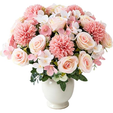 3 Bouquet Artificiel Fleurs Artificielles Deco Rose Bouquet de Pivoines (1/5)