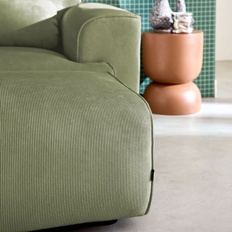 Pouf. module pour canapé. repose-pieds pour canapé 3 places en velours côtelé vert. L 102 x P 70 x H 41cm - Wallas (1/5)
