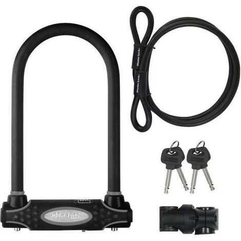 MASTER LOCK Bügelschloss mit Schlaufenkabel [Schlüsselschloss] [mit Halterung] [Zertifiziertes Fahrrad Schloss - Secure-Gold-Zertifikat] 8274EURDPRO - Ideal für Fahrräder (1/3)