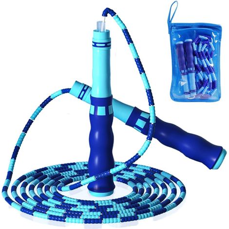 Corde à sauter souple à perles pour enfants, anti-nœuds, longueur ajustable, 2,8 m