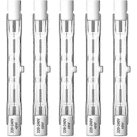 Ampoules halogènes R7S blanc chaud 2800K à intensité variable, 48 W, lot de 5. Ampoules de remplacement à économie d'énergie, idéales pour la maison et le bureau. Bonne qualité. WHBYV (1/4)