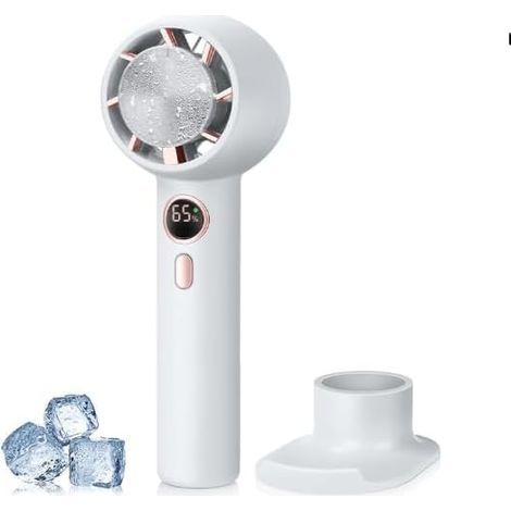Ventilateur portable, avec refroidissement glacé, 2000 mAh, Double usage de bureau et portable, par USB pour maison, voyages, blanc (1/5)