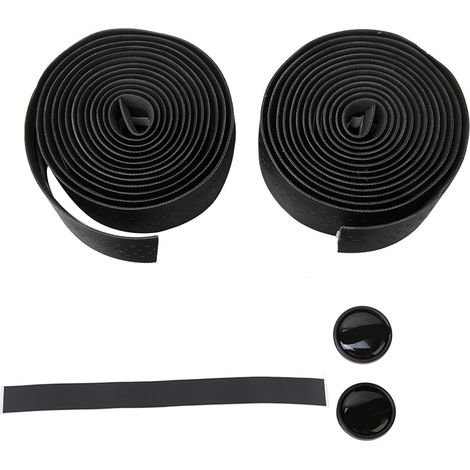 Ruban de guidon vélo route antidérapant en PU souple et respirant pour vélo de montagne (Noir) (1/5)