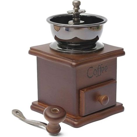 manuel Café Moulin à grains main à épices herbes de style vintage en bois rétro Burr Moulin à grains de café nœuds Machine Moulin à céréales – Cadeau Pour Les Amateurs (1/5)