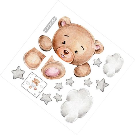 Stickers Muraux pour Chambre à Coucher Décoratifs en Pvc Motif Ours, Autocollants pour Interrupteur, Protègent le Mur et Décorent la Pièce, Maison (1/5)