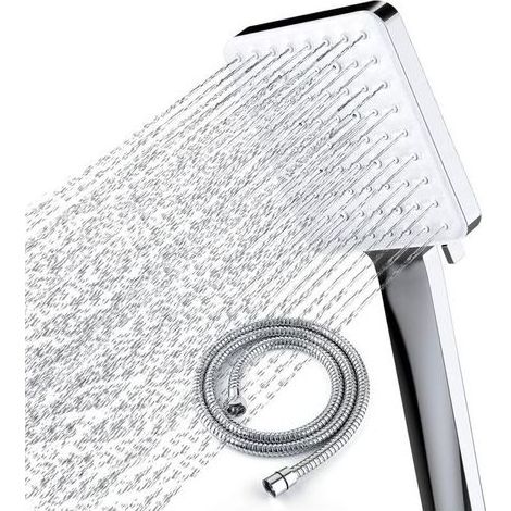 Pommeau de douche haute pression avec tuyau de 1,5 m - 6 modes de pulvérisation - Chrome (1/5)