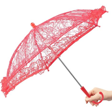 Parasol en Dentelle Rouge Vintage pour Photo de Mariage (1/5)