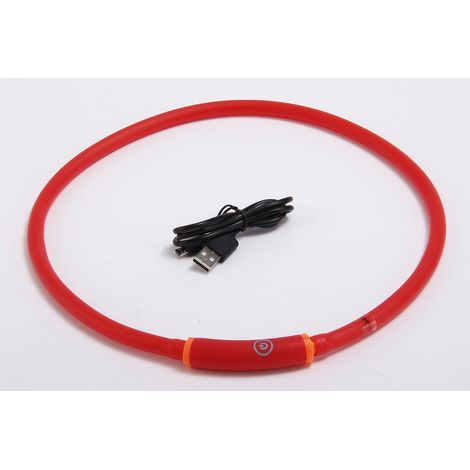 Wiederaufladbares USB-Hundehalsband mit blinkender LED und rotem Sicherheitsgurt
