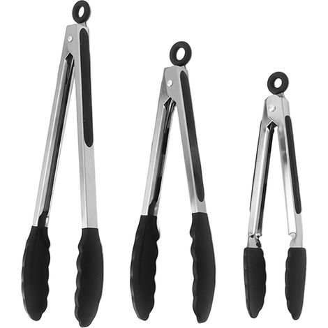 3-teiliges Mehrzweck-Servierzangen-Set, lebensmittelecht, hitzebeständig, rutschfest, ideal für Küche, Buffet, Grillpartys (1/5)