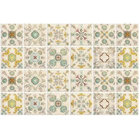 (C)Carrelage Adhésif 20x20 Style Industriel Credence Adhesive pour Cuisine Brique,24 Pcs Stickers Muraux Salle de Bains Cuisine Carrelage Adhesif Mural avec Motifs de Carrelage Dalle Pvc Adhesi (1/5)