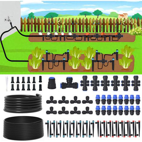 Automatischer Sprinkler zum Selbermachen, Tropfbewässerungsset, Tropfsprinkler für Balkonblumentöpfe, 1/2 10-Meter-Schlauch + 4/7 PE 60-Meter-Schlauch (Schnellanschluss)