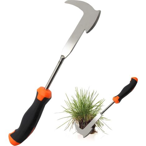 Raspador de juntas, removedor de maleza de acero inoxidable con borde dentado, molino manual para cavar y eliminar musgo y maleza.