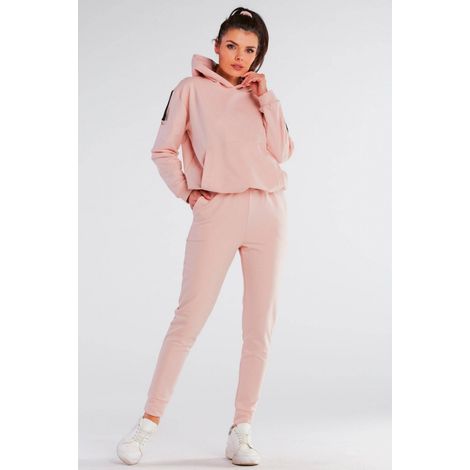Pantaloni della tuta in cotone con tasche, rosa cipria, taglia L/XL (1/5)