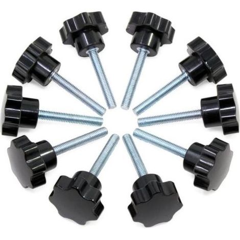 10PCS M6x40 Boutons étoiles, bouton moleté à filetage femelle, poignée en plastique noir boutons de serrage pour équipement mécanique (1/4)