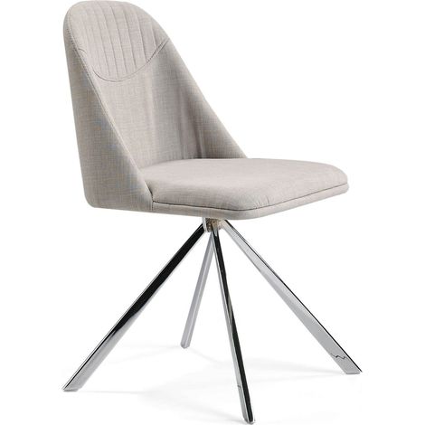 Chaise rembourrée avec pieds acier inoxydable - Gris (1/5)